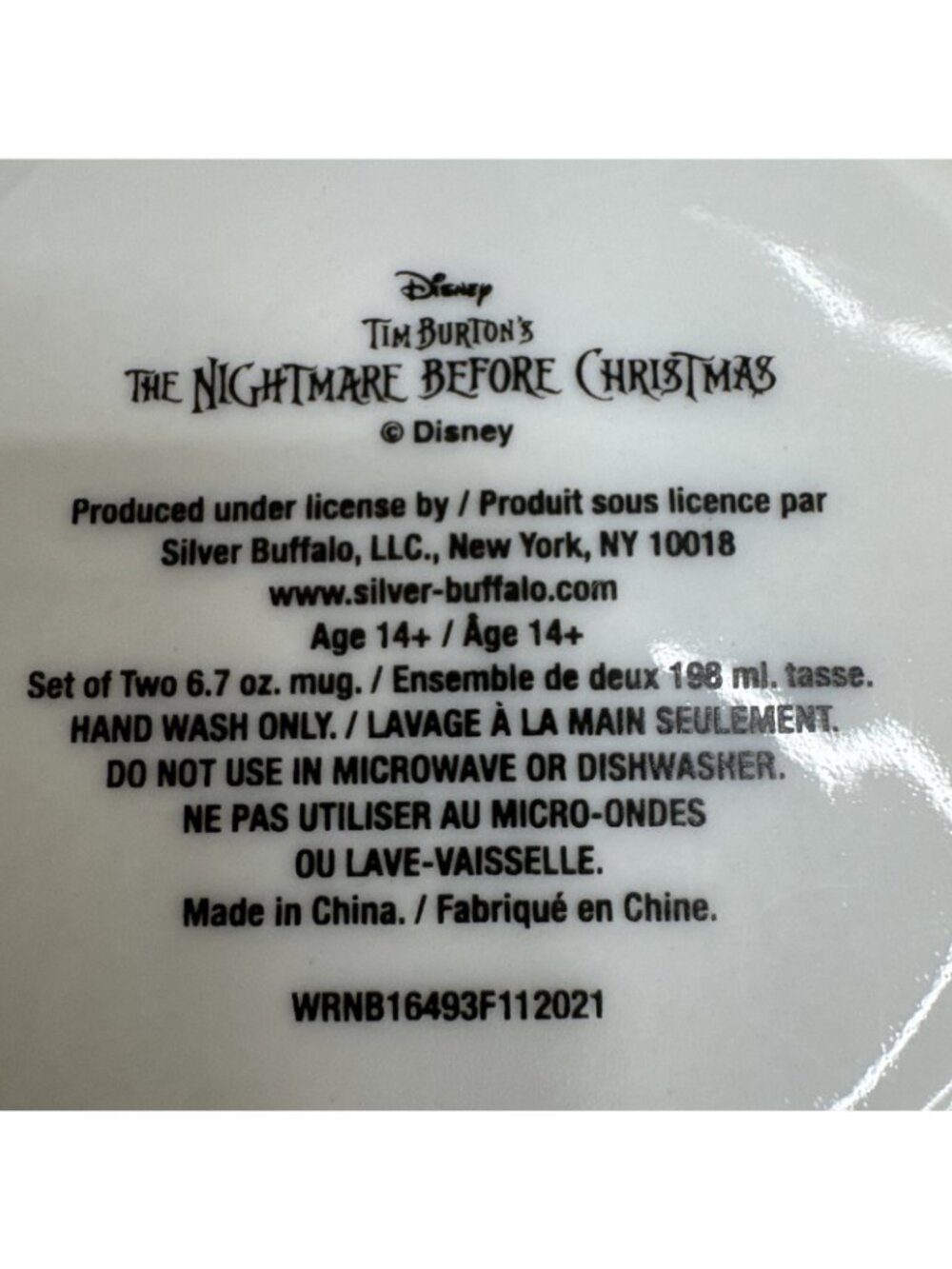 Tim Burtons Nightmare Before Christmas 6.7 Oz Mug & Saucer Set Jack Sally Design - Picture 2 of 16